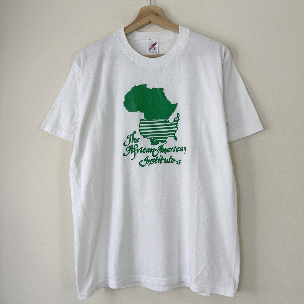Vintage 90's The African American Institute Single Stitch White Tee Shirt Large